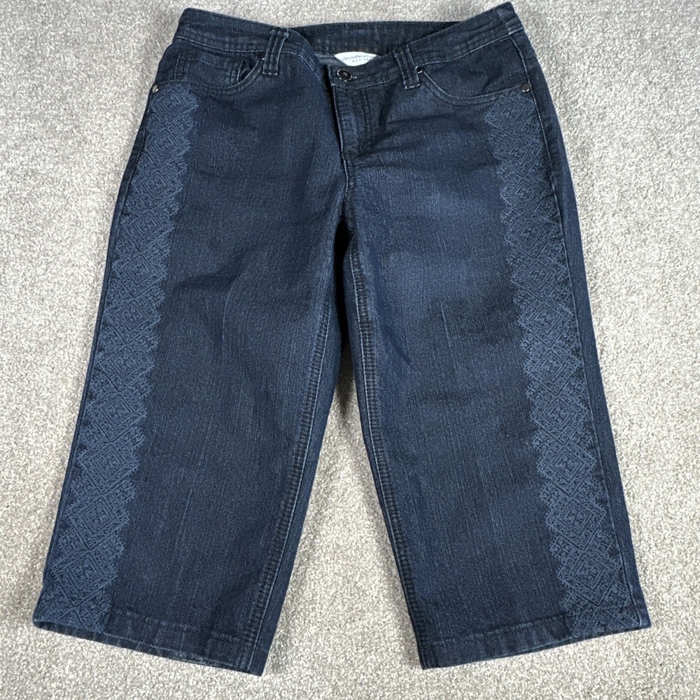 CJ Banks Women Denim Mod Curvy Fit Capri Petite Woman 6P Jeans A1705‎ embroidery - Picture 13 of 14